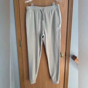 GYMSHARK EUC Light Beige Tan Drawstring Crest Jogger Sweatpants Women’s Size M